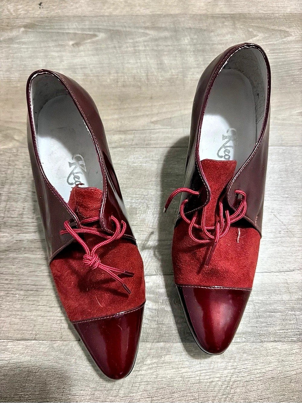 Anne Klein Pointed Toe Lace-Up Heels in Burgundy